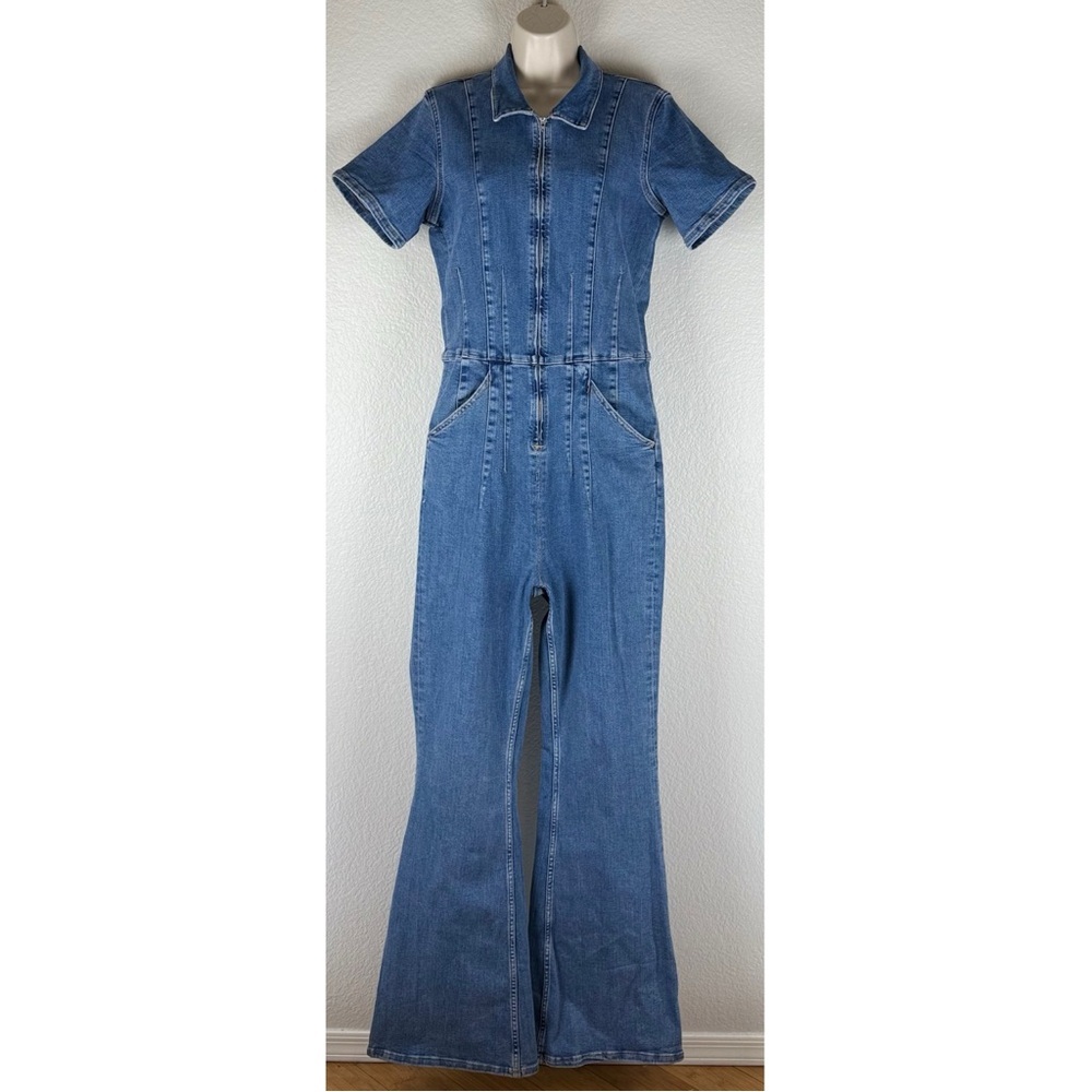 Free People We The Free Women's Jayde Flare Jumpsuit, Sunburst Blue, size XL - Picture 4 of 16